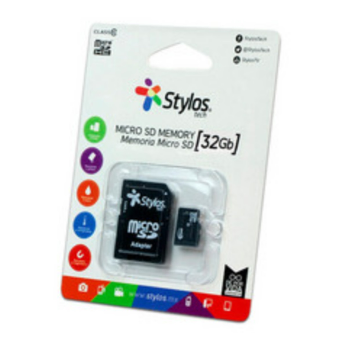 Memoria Micro SD Stylos de 32GB Clase 10 Con Adaptador SD