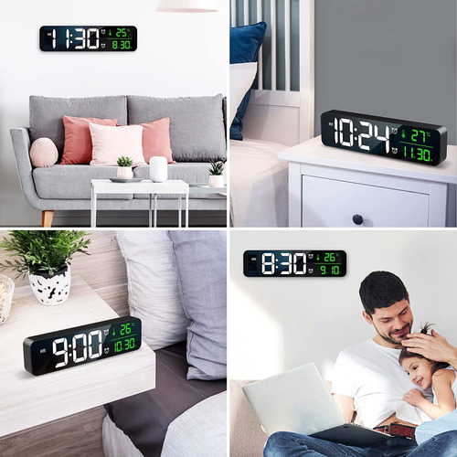 Reloj De Pared Digital Led Con Termómetro Alarmas Y Fecha