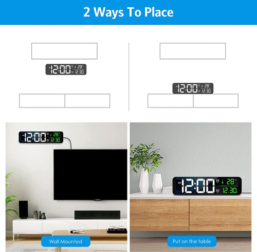 Reloj De Pared Digital Led Con Termómetro Alarmas Y Fecha