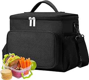 A ANNIEMOOM Bolsa del Almuerzo, Hielera/Lonchera térmica Reutilizable con correa ajustable, Tela Oxford, A Prueba de Goteo, Portátil Gran Capacidad Función de Aislamiento, Fiambrera aislada.