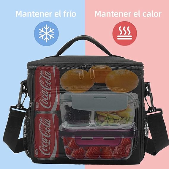 A ANNIEMOOM Bolsa del Almuerzo, Hielera/Lonchera térmica Reutilizable con correa ajustable, Tela Oxford, A Prueba de Goteo, Portátil Gran Capacidad Función de Aislamiento, Fiambrera aislada.