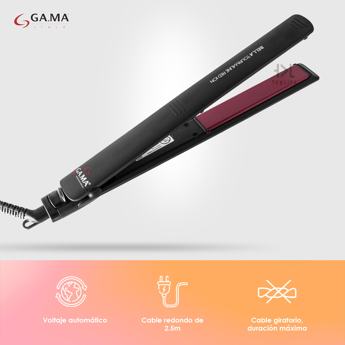 Plancha de Cabello Gama Italy Bella Tourmaline Versátil y Potente.