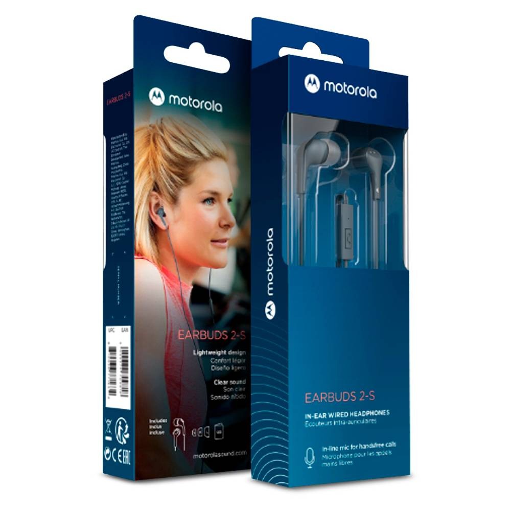 Audífonos Motorola Earbuds 2S con Micrófono Jack 3.5mm Gris.