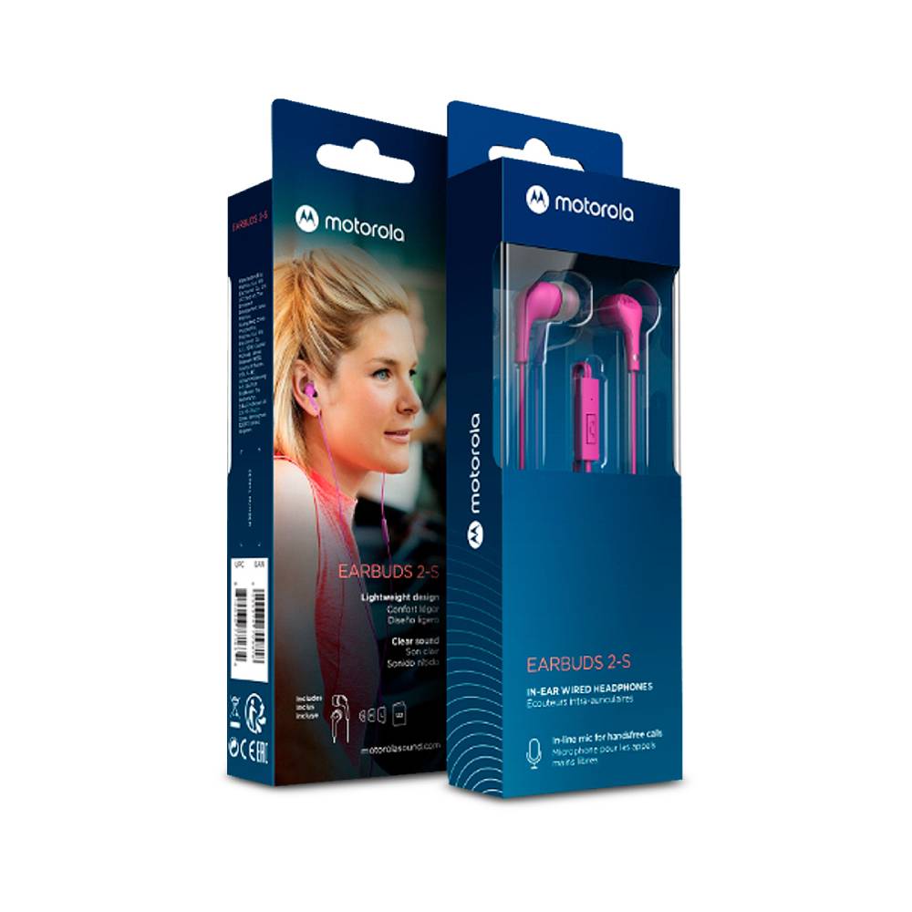 Audífonos Motorola Earbuds 2S con Micrófono Jack 3.5mm Rosa.