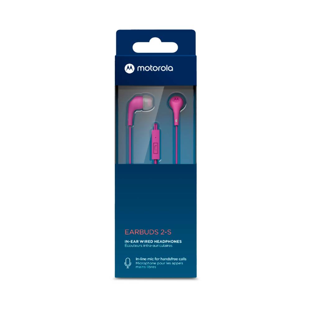 Audífonos Motorola Earbuds 2S con Micrófono Jack 3.5mm Rosa.