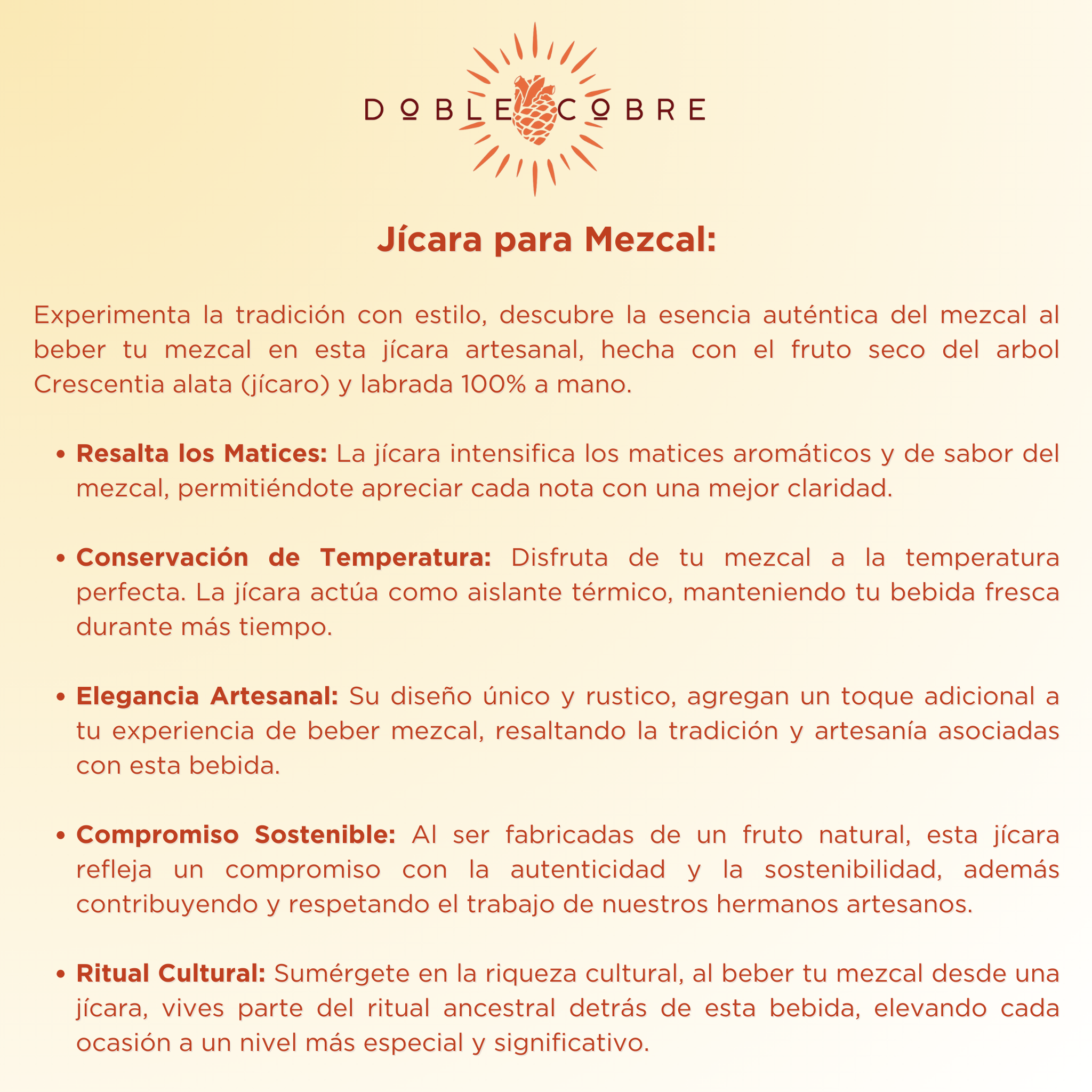 DOBLE COBRE | Paquete de 6 Jicaras Para Beber Mezcal | Artesanales Labradas a Mano | Incluye 6 Rodetes de Carrizo Tejidos a Mano.