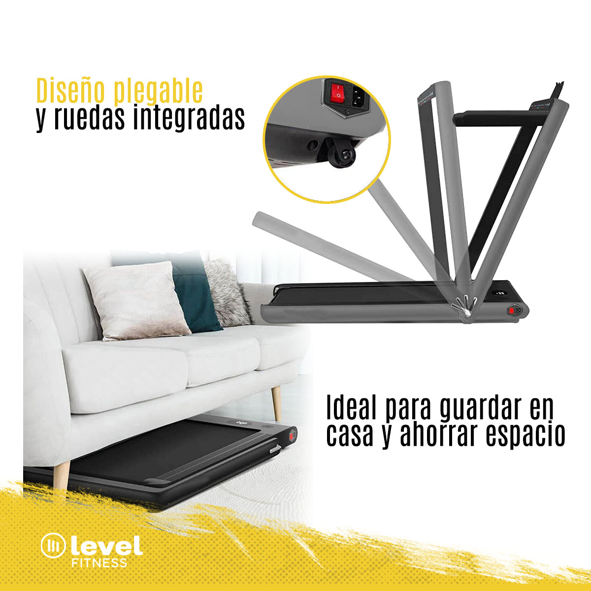 Caminadora Eléctrica SERVAL Level Fitness 2 En 1 110v Color Plata .