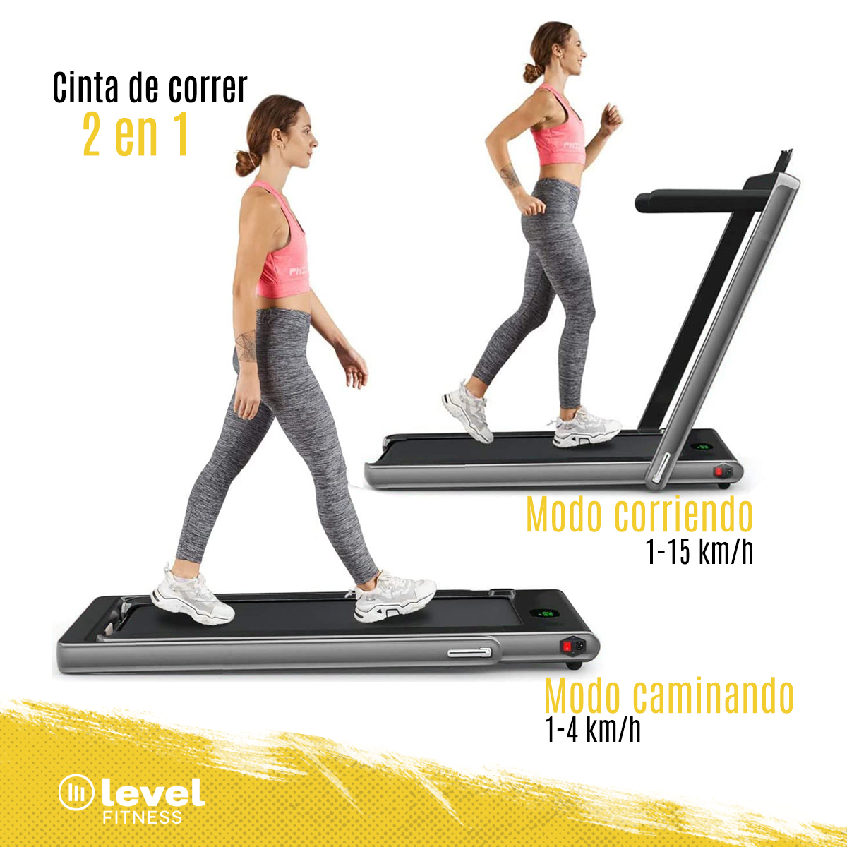Caminadora Eléctrica SERVAL Level Fitness 2 En 1 110v Color Plata .