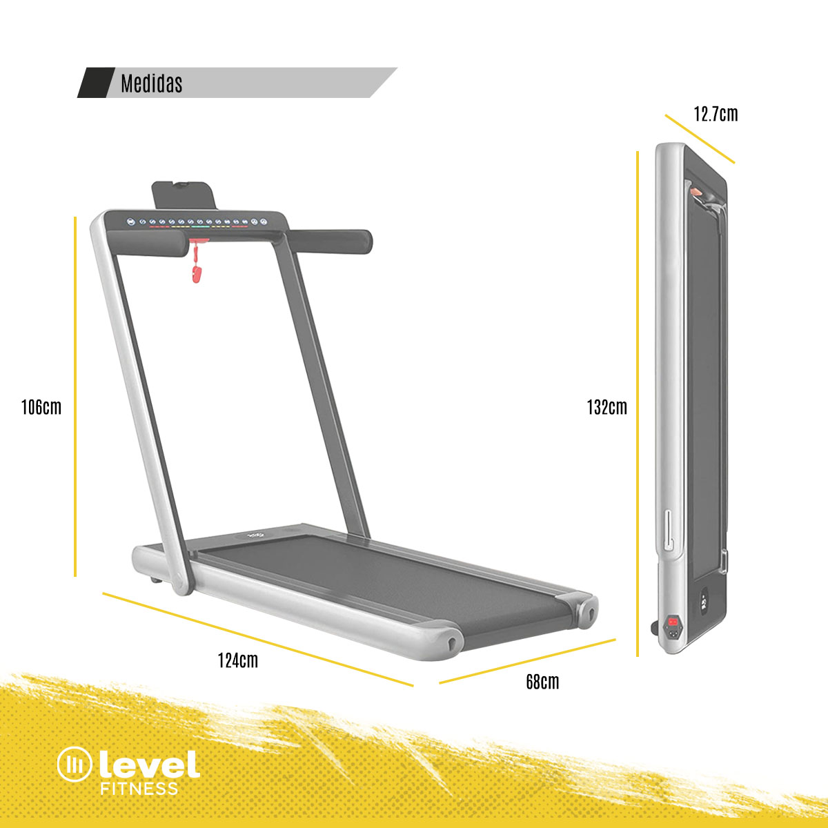 Caminadora Eléctrica SERVAL Level Fitness 2 En 1 110v Color Plata .