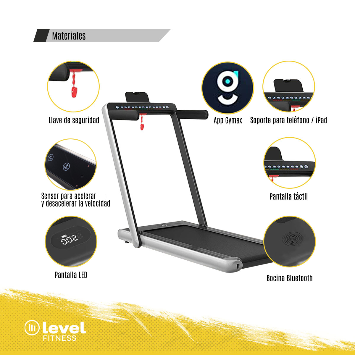 Caminadora Eléctrica SERVAL Level Fitness 2 En 1 110v Color Plata .