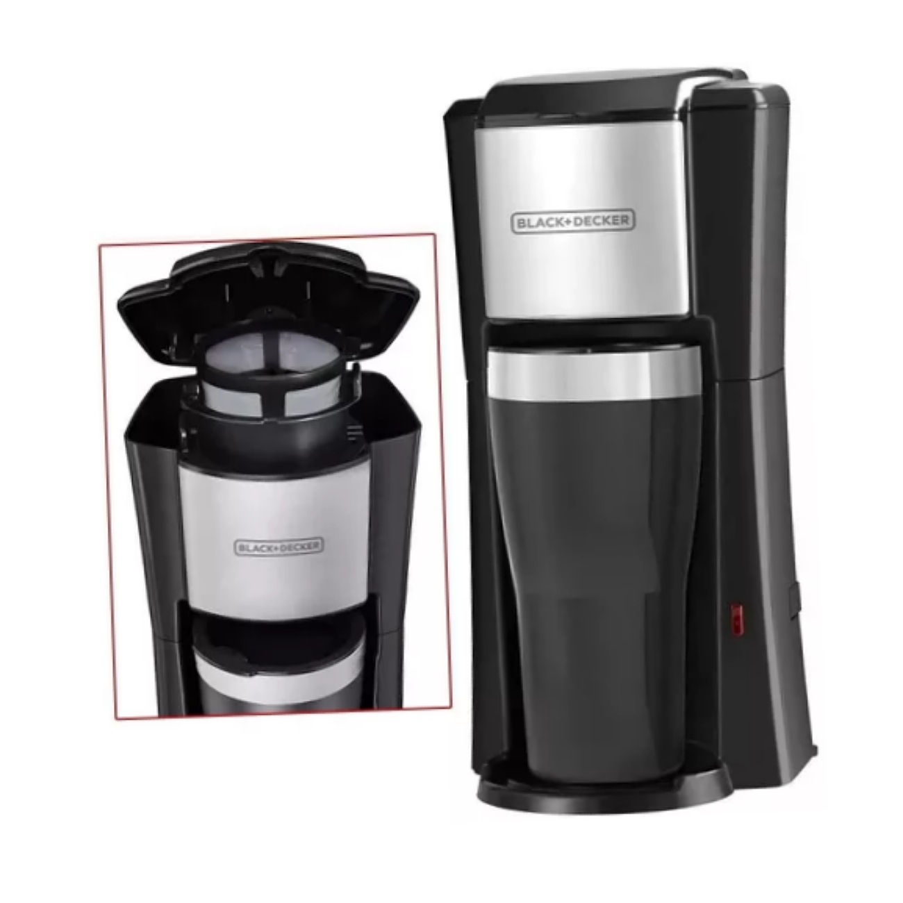 Cafetera Individual Con Termo Portátil Black & Decker Cm618 Color Negro/Plata