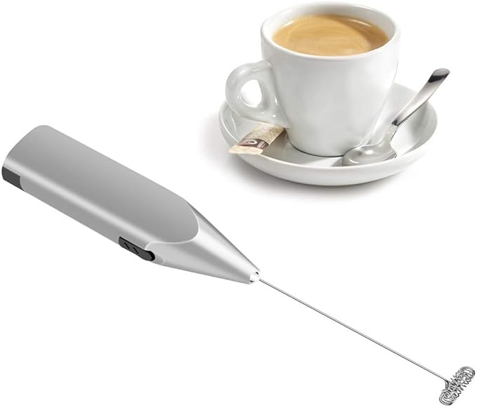 A TECHVIDA Agitadores, Espumador de Leche, Mini Batidor Eléctrico Batidora de Café, Mezclador de Acero Inoxidable, Apto para Espuma de Leche, Agitador de Café, Huevos de Agitación.