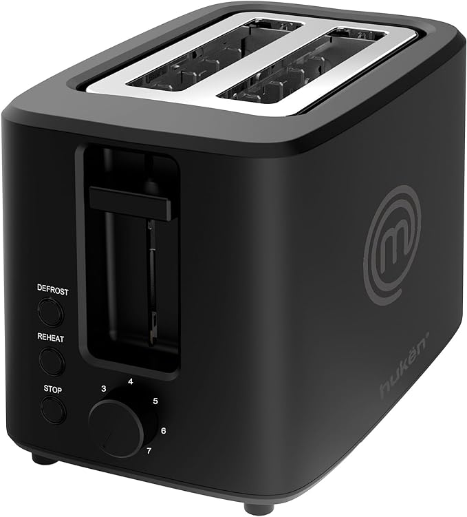A MasterChef by Hukën | Tostador de Pan | Ranura Extra Grande | Para 2 rebanadas | 7 niveles de tostado | 750 W | Función Recalentar y Descongelar |.