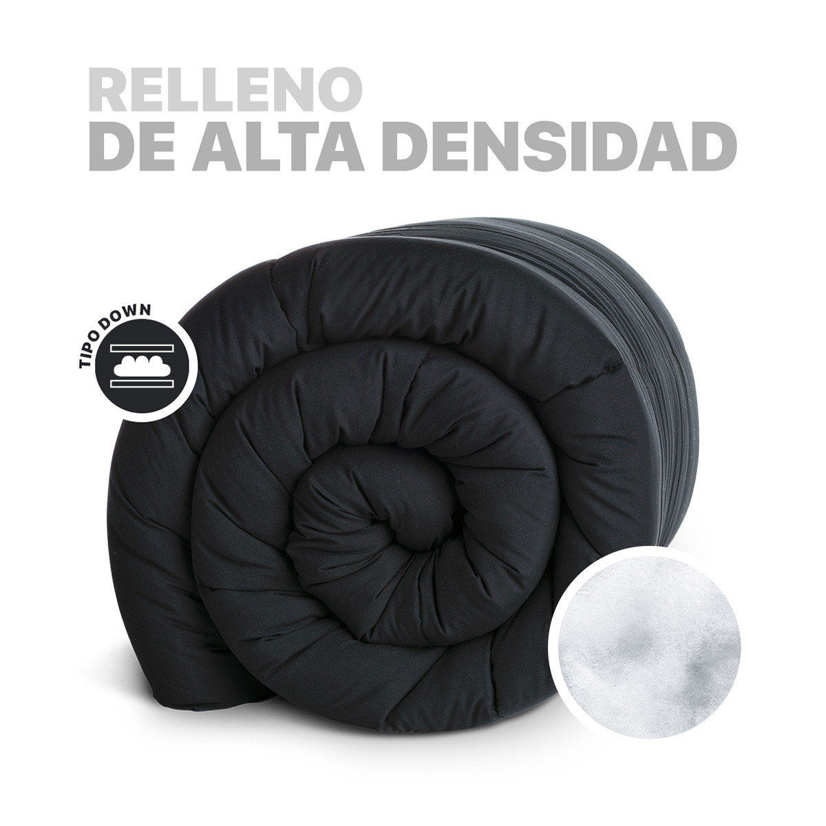 Edredón Acolchado Duvet King Size Hipoalergénico Negro ESQUIMAL.