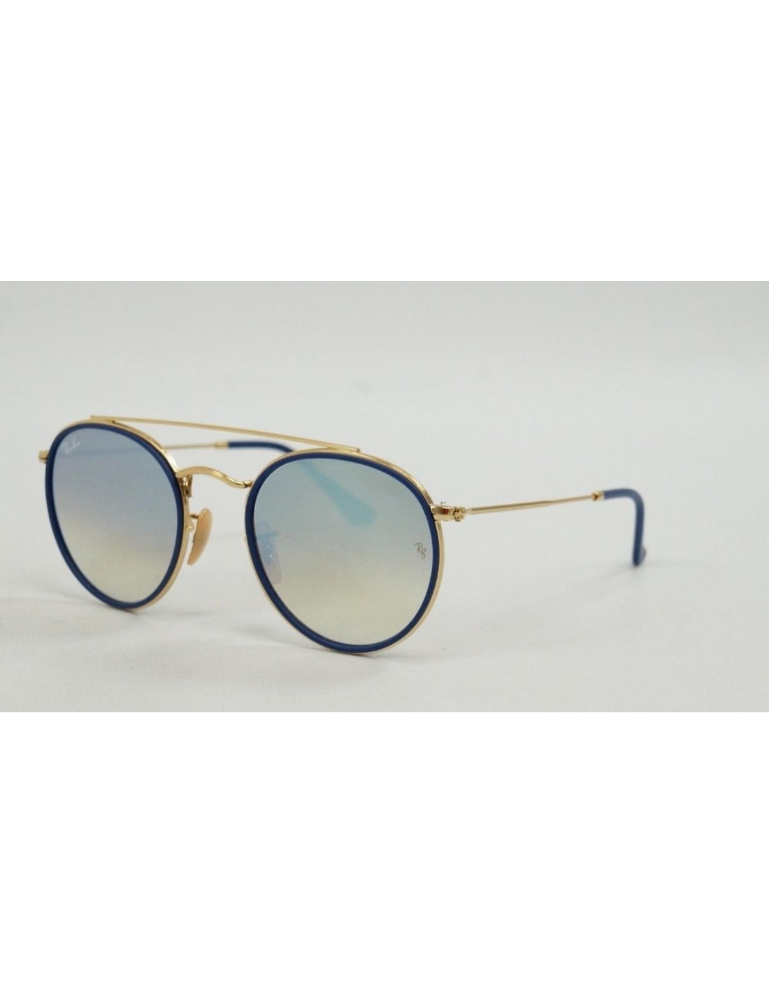 Lentes de sol Ray Ban Rb3647n 001/9u Round Double Bridge Azul Espejo Dorado