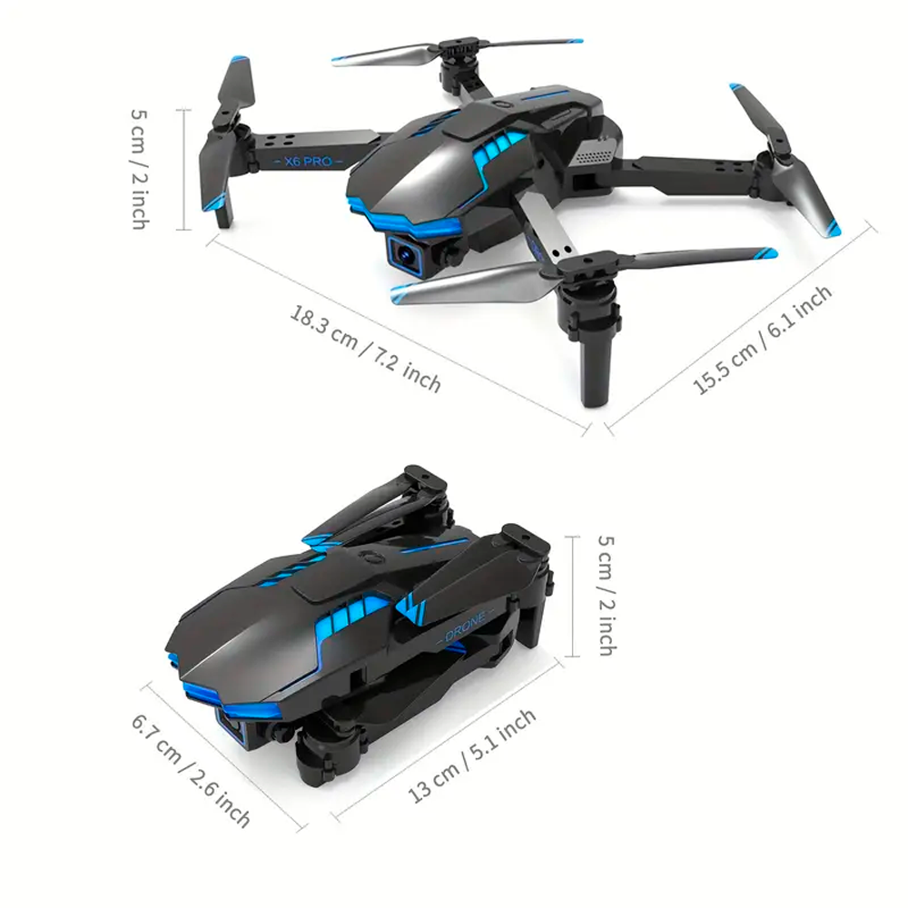 Mini Drone x6 ProPlegable Con Cámara, Baterías, Evitación De Obstáculos, Modo De Gravedad .