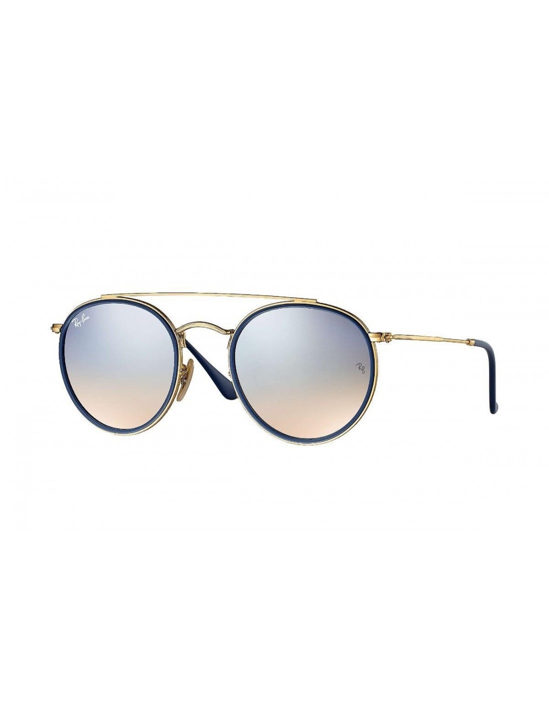 Lentes de sol Ray Ban Rb3647n 001/9u Round Double Bridge Azul Espejo Dorado