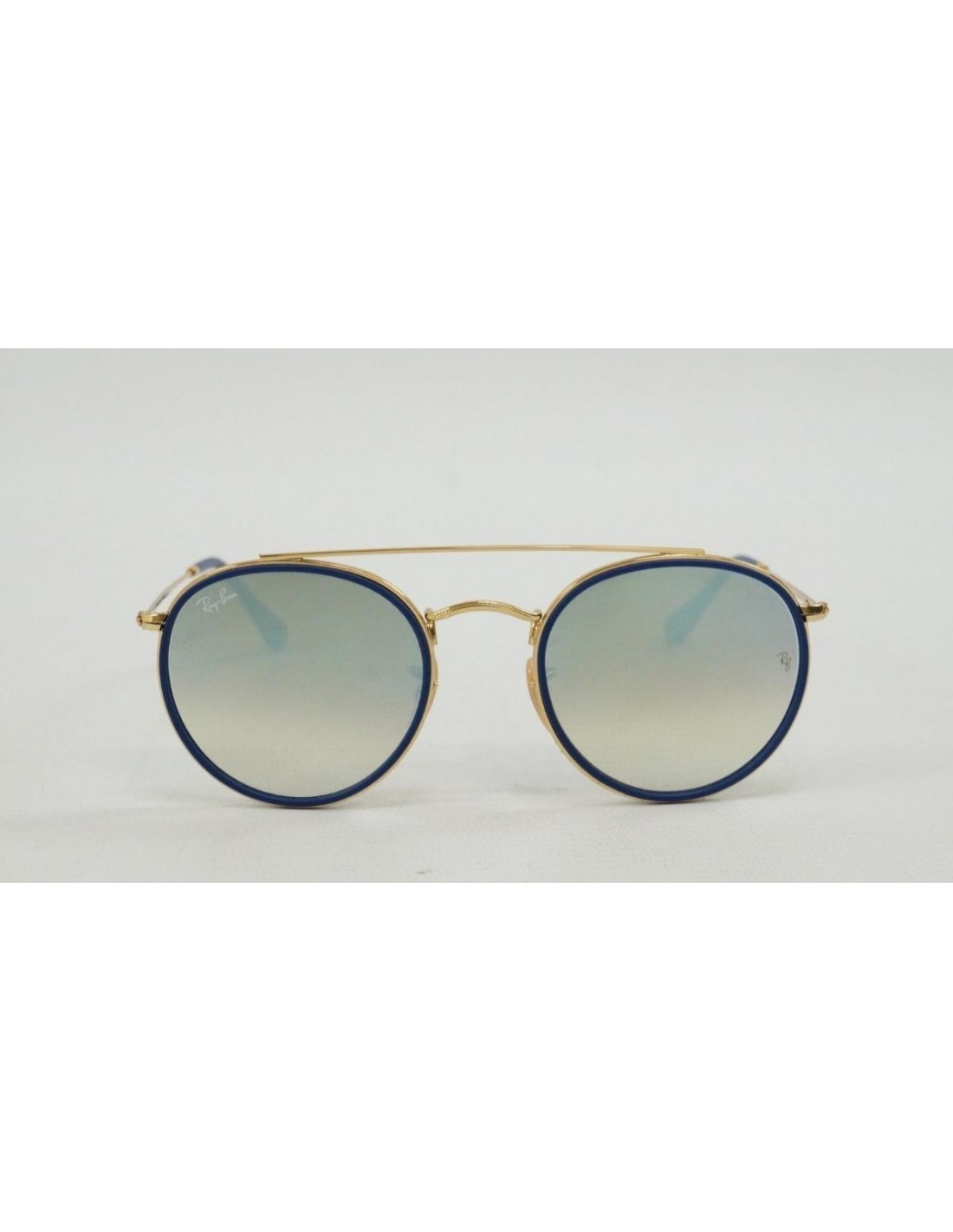 Lentes de sol Ray Ban Rb3647n 001/9u Round Double Bridge Azul Espejo Dorado