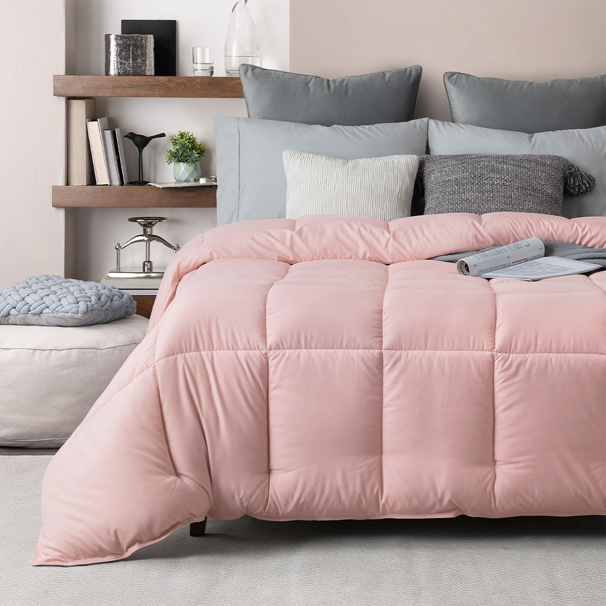 Edredón Acolchado Duvet King Size Hipoalergénico Rosa ESQUIMAL.