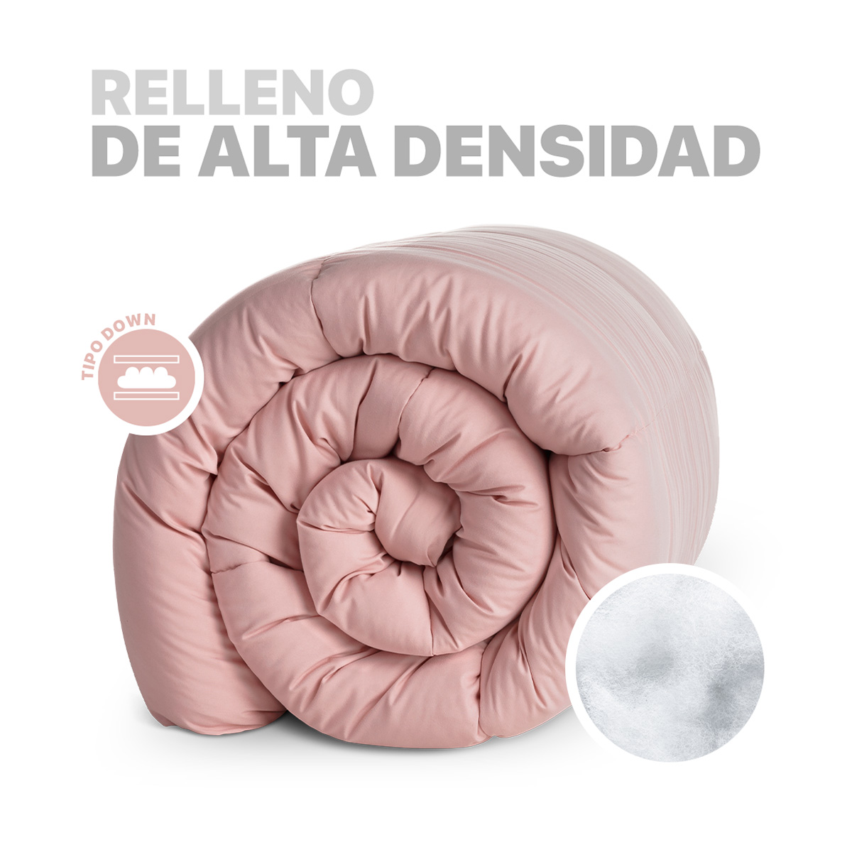 Edredón Acolchado Duvet King Size Hipoalergénico Rosa ESQUIMAL.