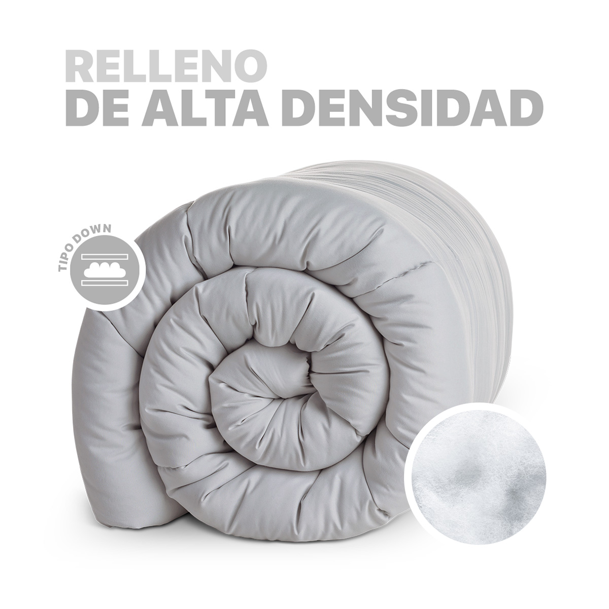 Edredón Acolchado Duvet Matrimonial Hipoalergénico Gris ESQUIMAL.