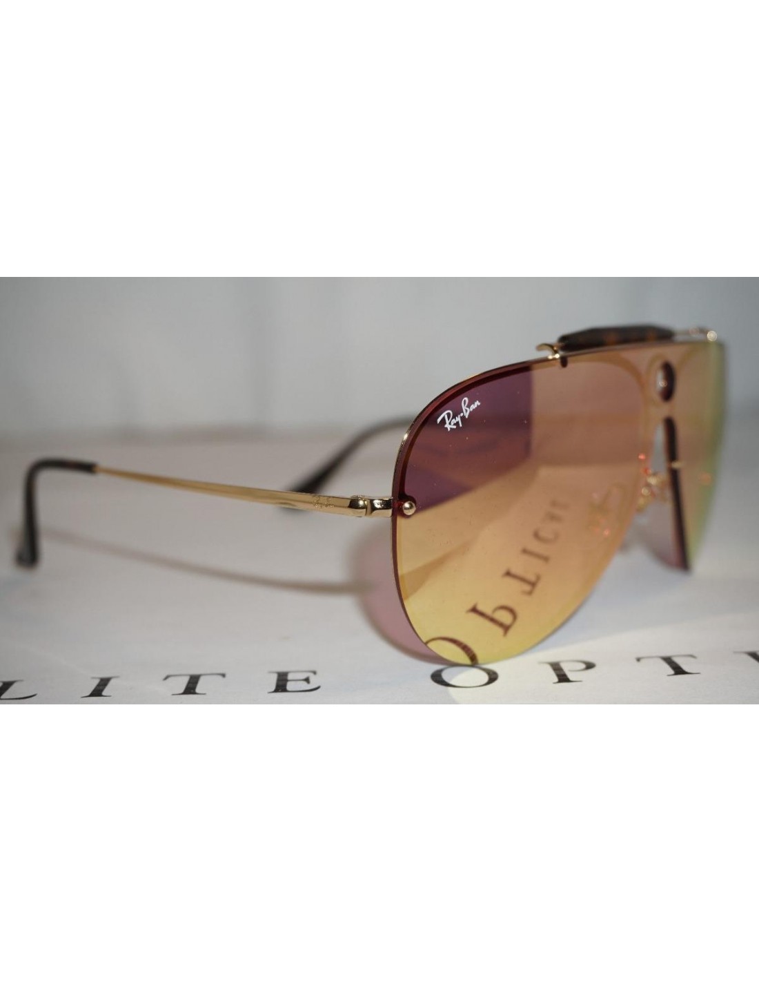 Lentes de sol Ray Ban Rb3581n 001/e4 Aviator Shooter Blaze Rosa Espejo