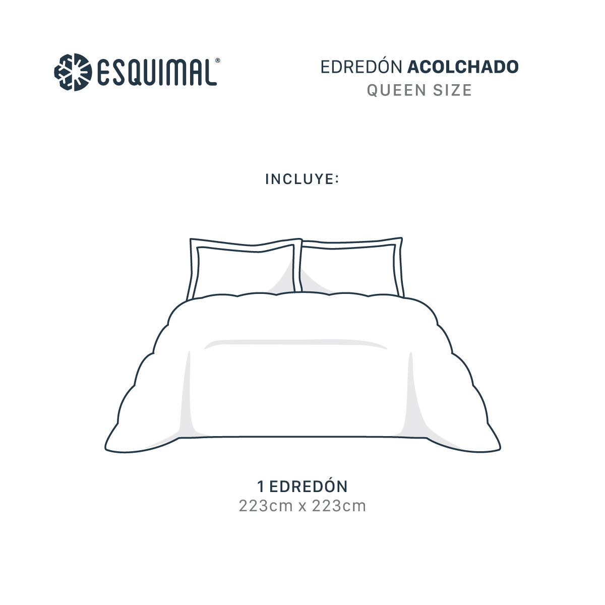 Edredón Acolchado Duvet Queen Size Hipoalergénico Blanco ESQUIMAL.