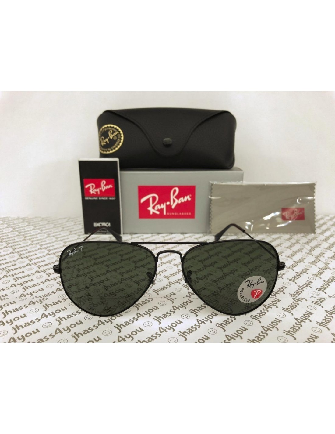 Lentes de sol Ray Ban Rb3025 002/58 Aviator Polarizado Negro G-15 Original 