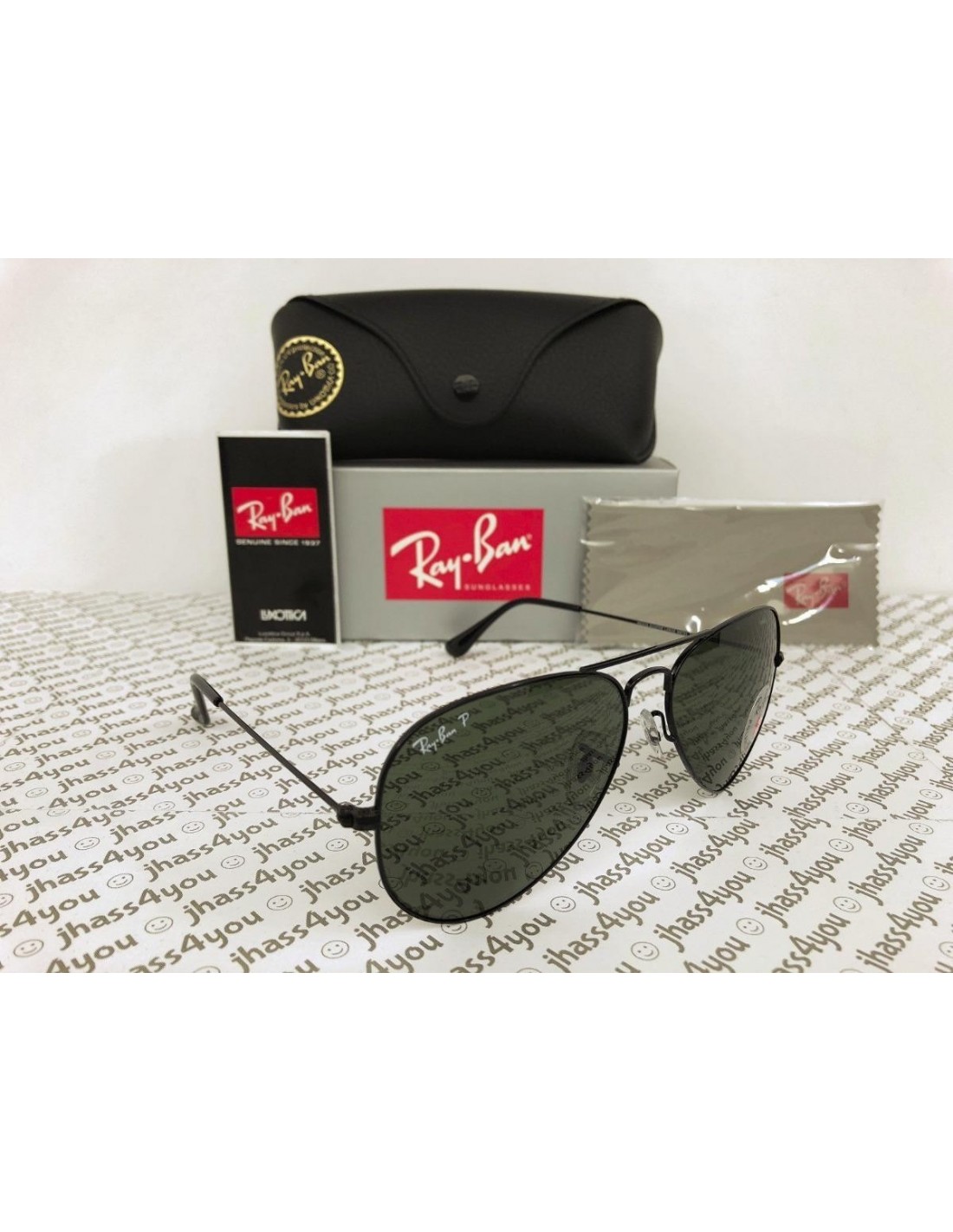 Lentes de sol Ray Ban Rb3025 002/58 Aviator Polarizado Negro G-15 Original 