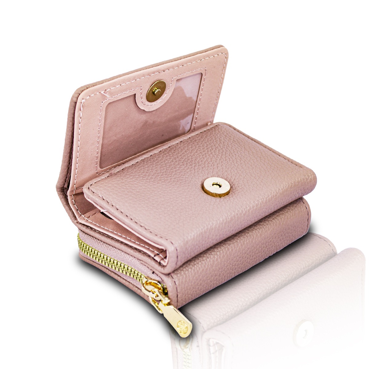 Cartera Rosa Vieja De Mano Para Mujer Billetera Minimalista.