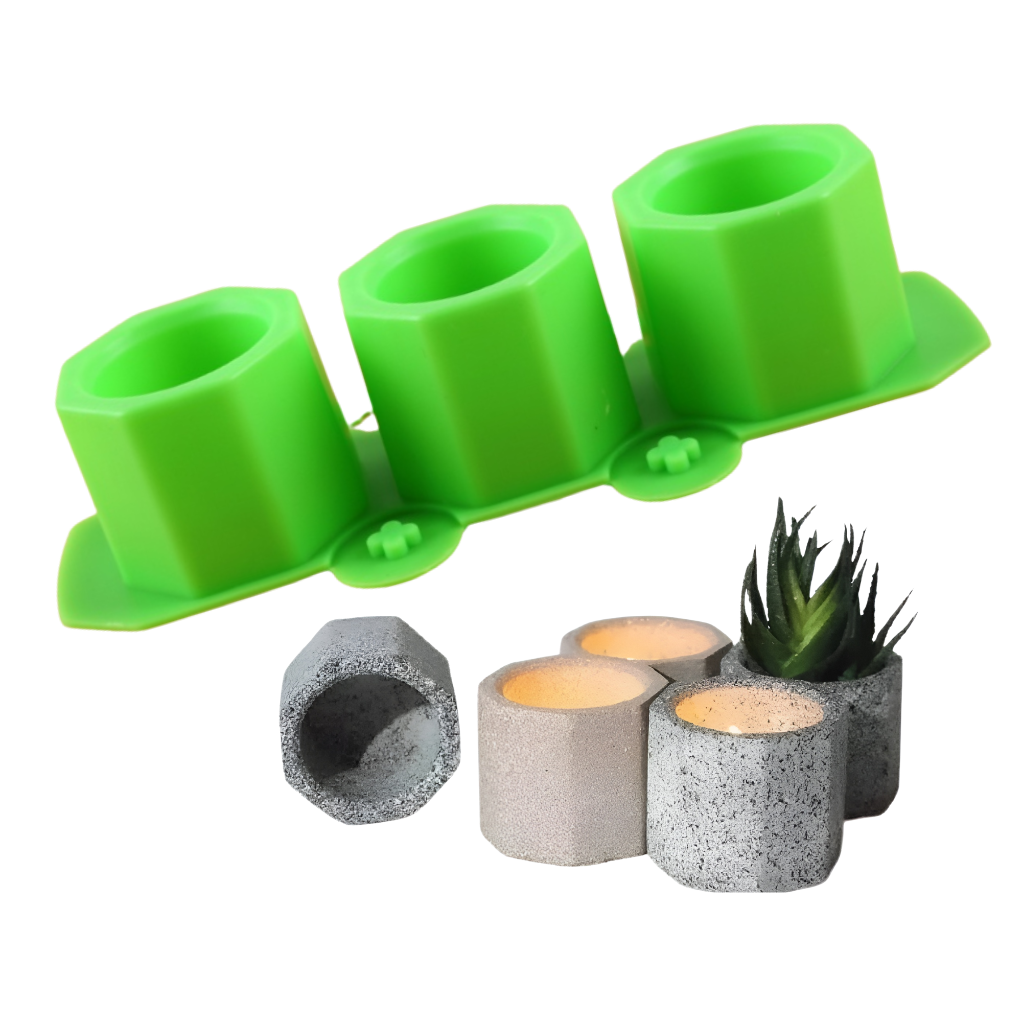 Moldes De Silicona Para Macetas Velas Ecomlab Y Manualidades Hexagonal Verde.