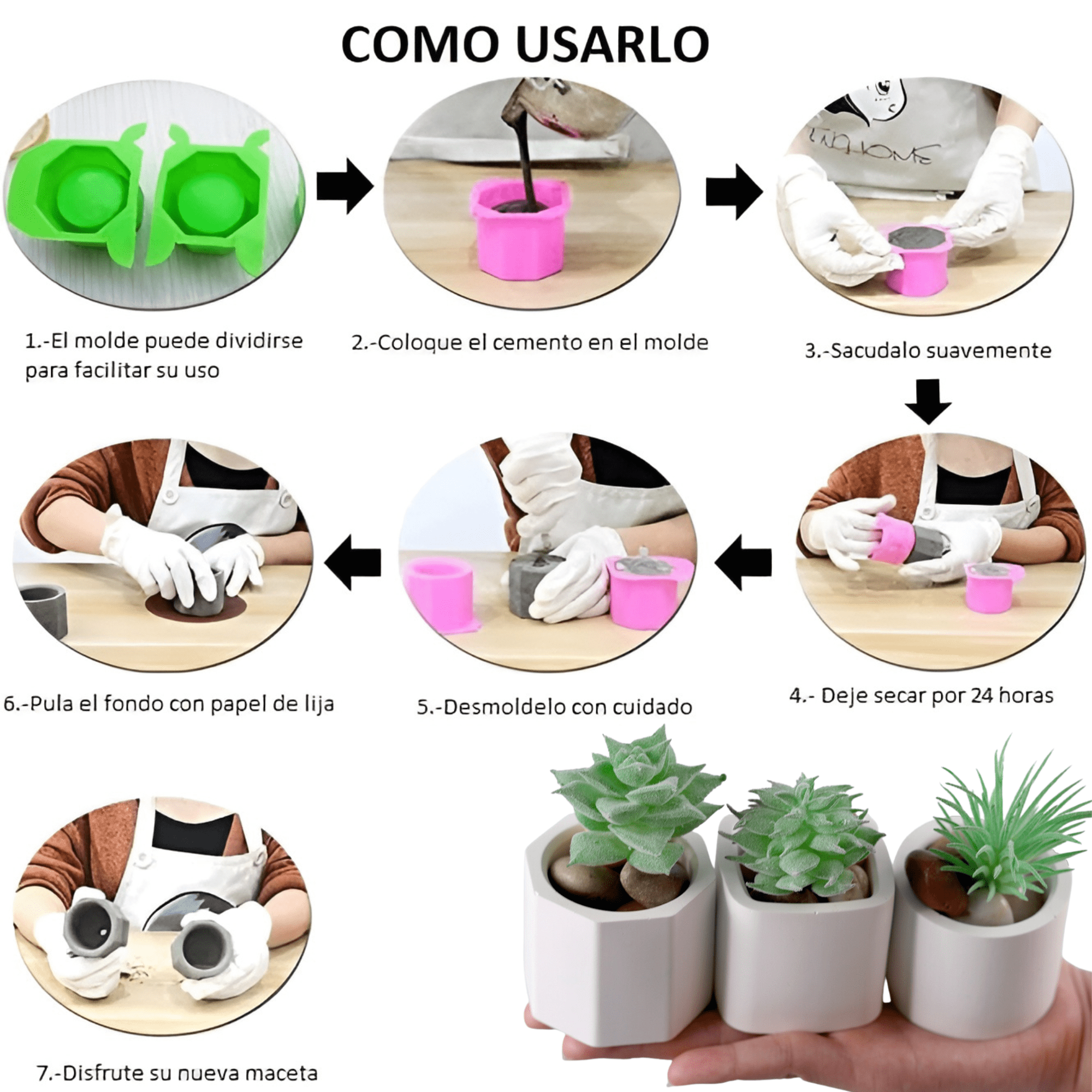 Moldes De Silicona Para Macetas Velas Ecomlab Y Manualidades Corazón Verde.