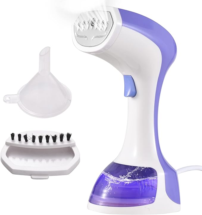 A Feiniao Plancha de Vapor Portátil para Ropa, Vaporizador de Ropa Vertical para Viaje Pequeño, Mini Plancha de Vapor Calentamiento Rápido con Tanque de Agua Desmontable para Oficina Casa (Púrpura).