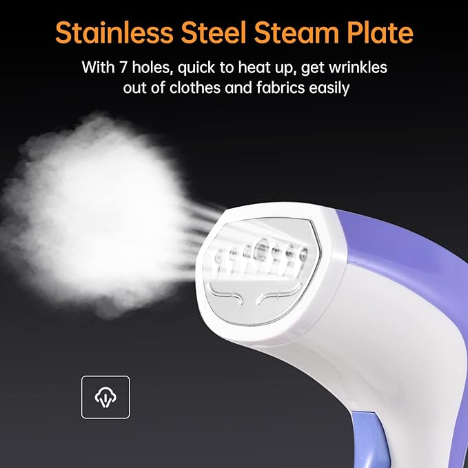 A Feiniao Plancha de Vapor Portátil para Ropa, Vaporizador de Ropa Vertical para Viaje Pequeño, Mini Plancha de Vapor Calentamiento Rápido con Tanque de Agua Desmontable para Oficina Casa (Púrpura).