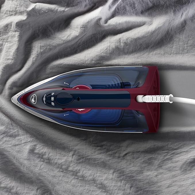 A T-FAL Plancha de vapor Express Steam suela de cerámica True Ceramic Glide, con 5 niveles de temperatura. Capacidad de 270 ml, planchado más rápido. Plancha sobre cierres, navy vino, FV2833X0.