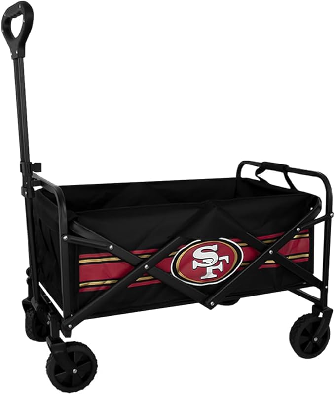 A NFL Carrito Plegable Multiusos Portátil para Transportar hasta 60 Kilos con Estructura Metálica Resistente, Ruedas Giratorias 360° con Estampado de tu Equipo Favorito (San Francisco)