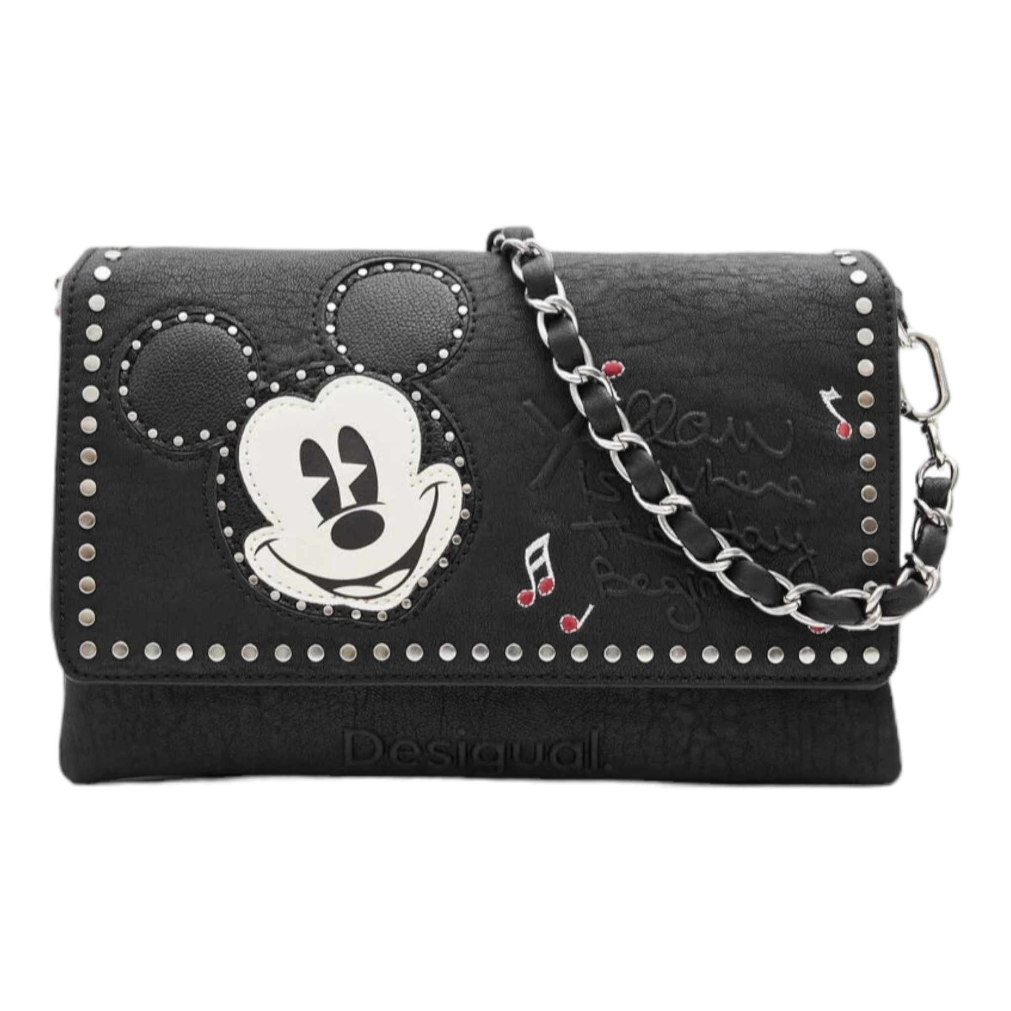 Bolso Bandolera M tachuelas Mickey Mouse Desigual.