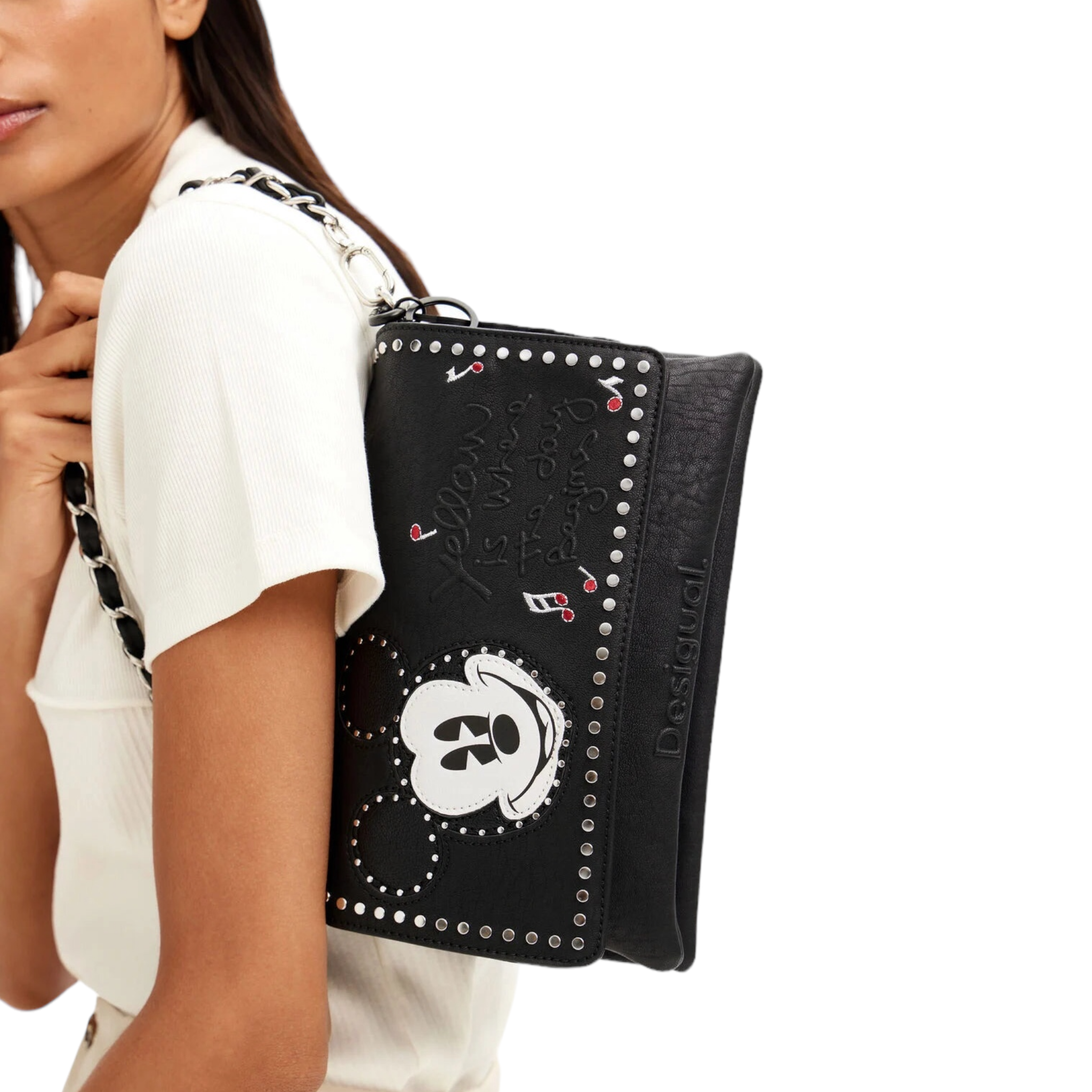 Bolso Bandolera M tachuelas Mickey Mouse Desigual.