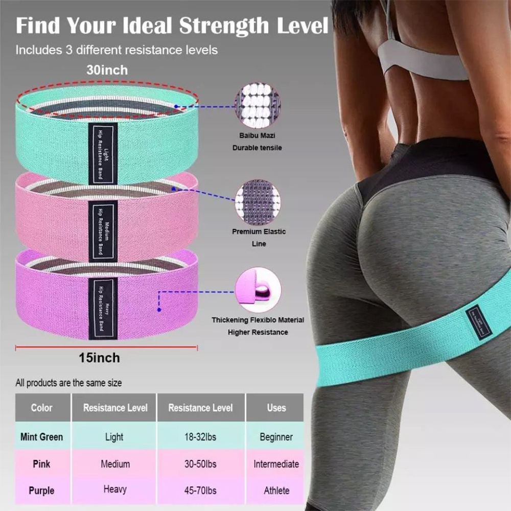 Set De 3 Bandas De Resistencia Para Ejercicio Piernas y Gluteos Calidad Premium. DM 