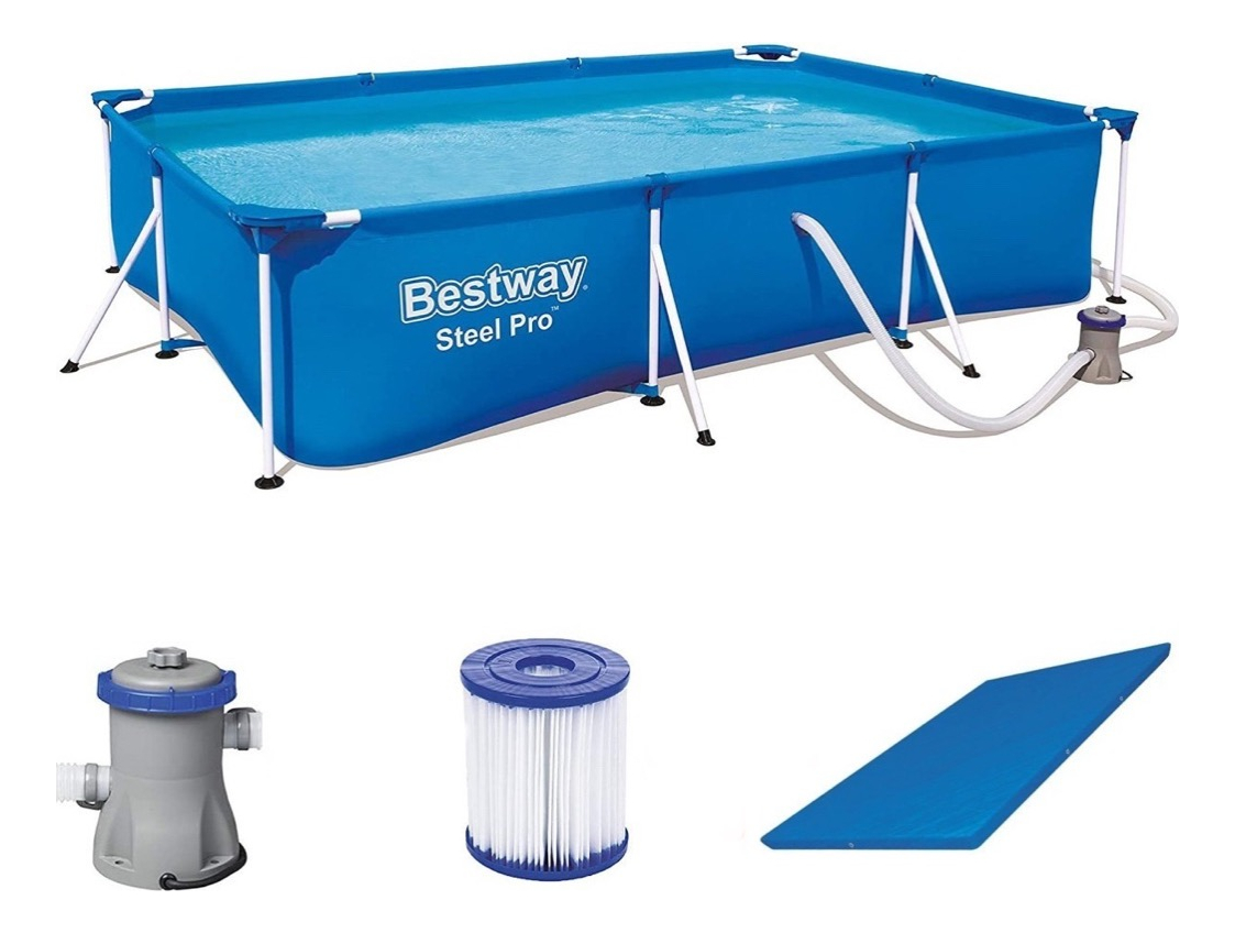 Alberca Rectangular Steel Pro Bestway + Cubierta + Bomba.