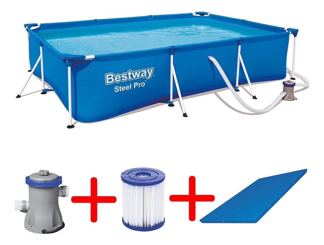 Alberca Rectangular Steel Pro Bestway + Cubierta + Bomba.