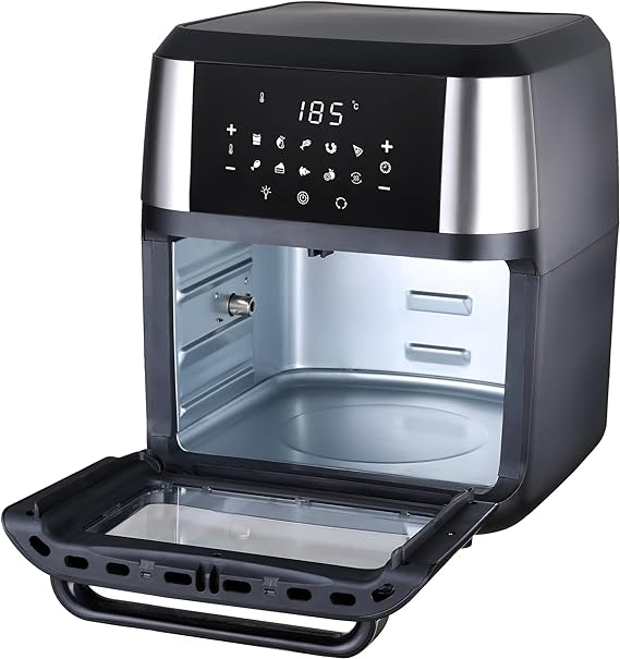 Hukën Masterchef | Freidora de Aire | Horno de Convección Multifunción, Rostizador, Deshidratador y 10 funciones más| Air Fryer Oven | 12 Litros | Pantalla Táctil | Accesorios Incluídos.