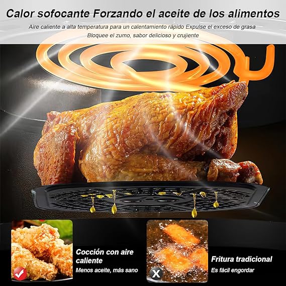 Freidora de aire, Sebami 8L Freidora Sin Aceite Freidora eléctrica inteligente Freidora de aire caliente Pantalla LED Táctil Ventana Transparente Freidora de Aire Caliente Sin BPA.