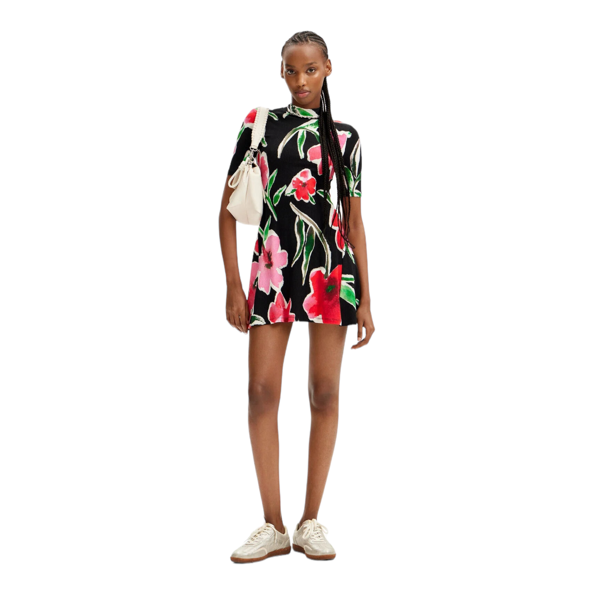 Vestido corto skater flores DESIGUAL.