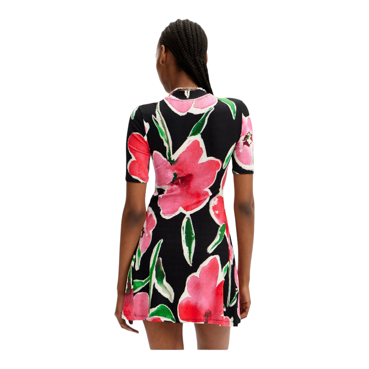 Vestido corto skater flores DESIGUAL.