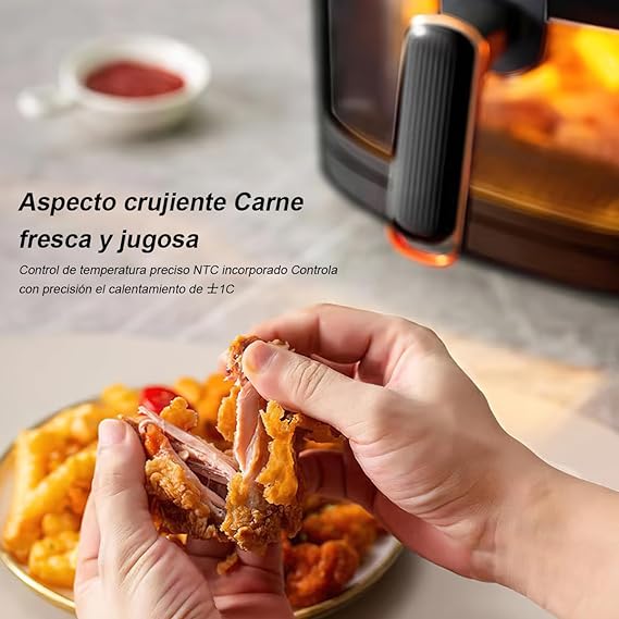 Freidora de aire, Sebami 8L Freidora Sin Aceite Freidora eléctrica inteligente Freidora de aire caliente Pantalla LED Táctil Ventana Transparente Freidora de Aire Caliente Sin BPA.