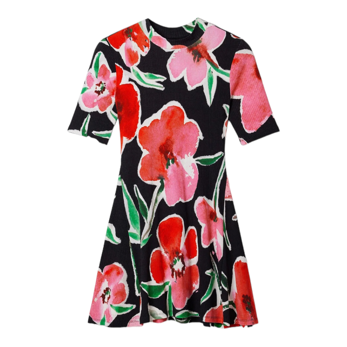 Vestido corto skater flores DESIGUAL.