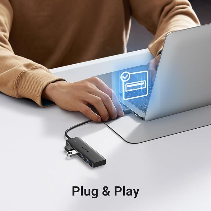 UGREEN Hub USB 3.0, 4 en 1 Adaptador de USB A 4 Puertos 5Gbps Compatible con PC, Laptop, PS4, PS5, Xbox, Disco U, Impresora, Memoria USB, Ratón, Teclado y Más, 15CM.