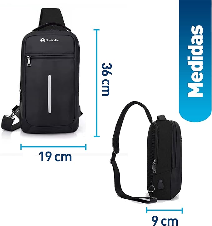A Bluelander Mochila Antirrobo Cruzada, Bolso de Pecho, Bandolera Multifuncional, 