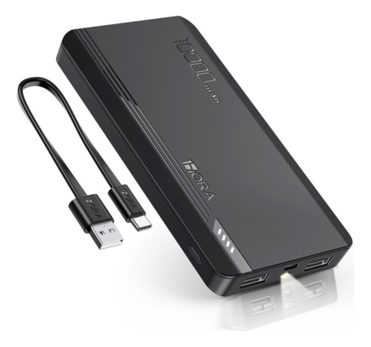 Power Bank Batería Portátil 10000mah 2.1a Carga Bateria Portatil Con 2 Puerto Negra